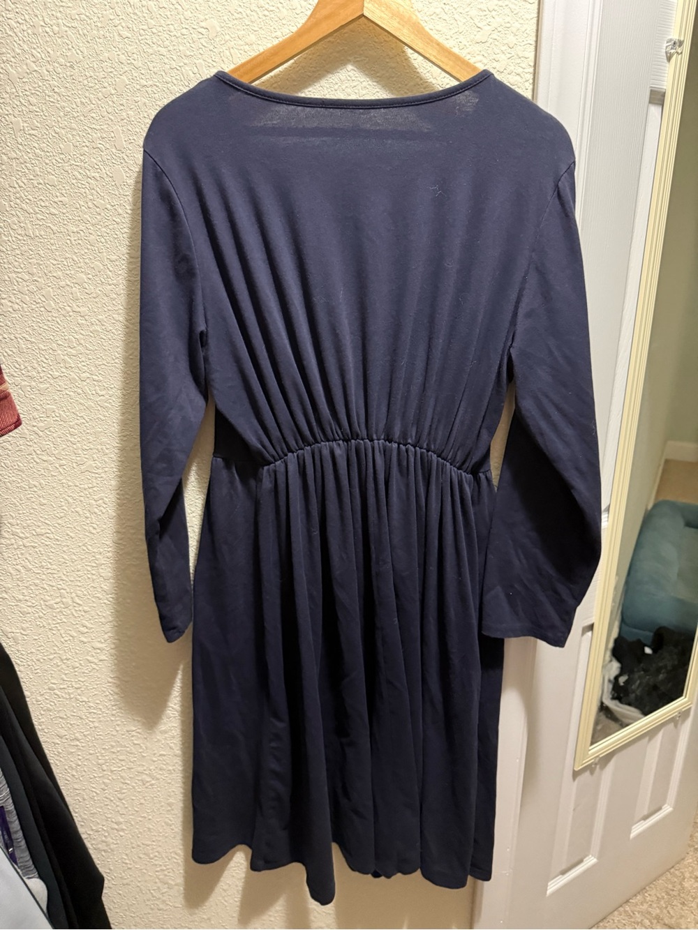 Cottagecore Navy Button-Front Long Sleeve Dress - Picture 2 of 2